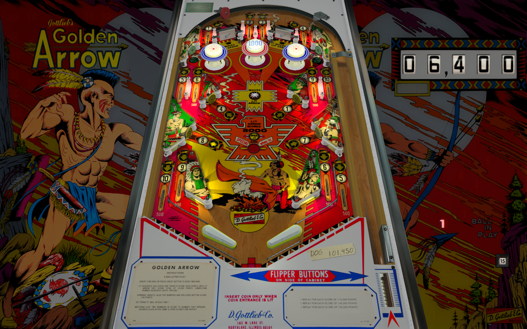 golden arrow pinball