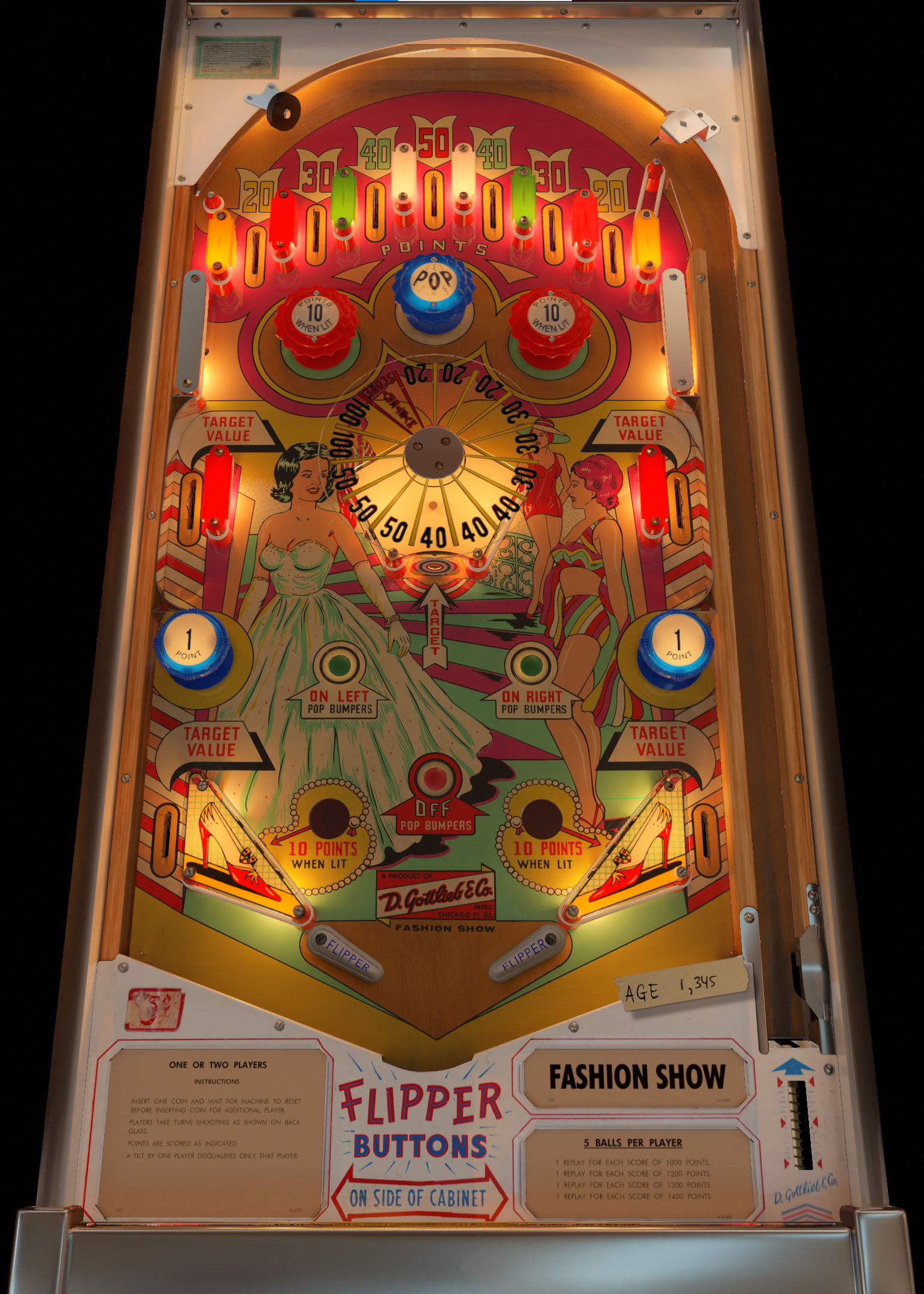 Fashion Show (Gottlieb 1962) - VPX - Pinball Tables