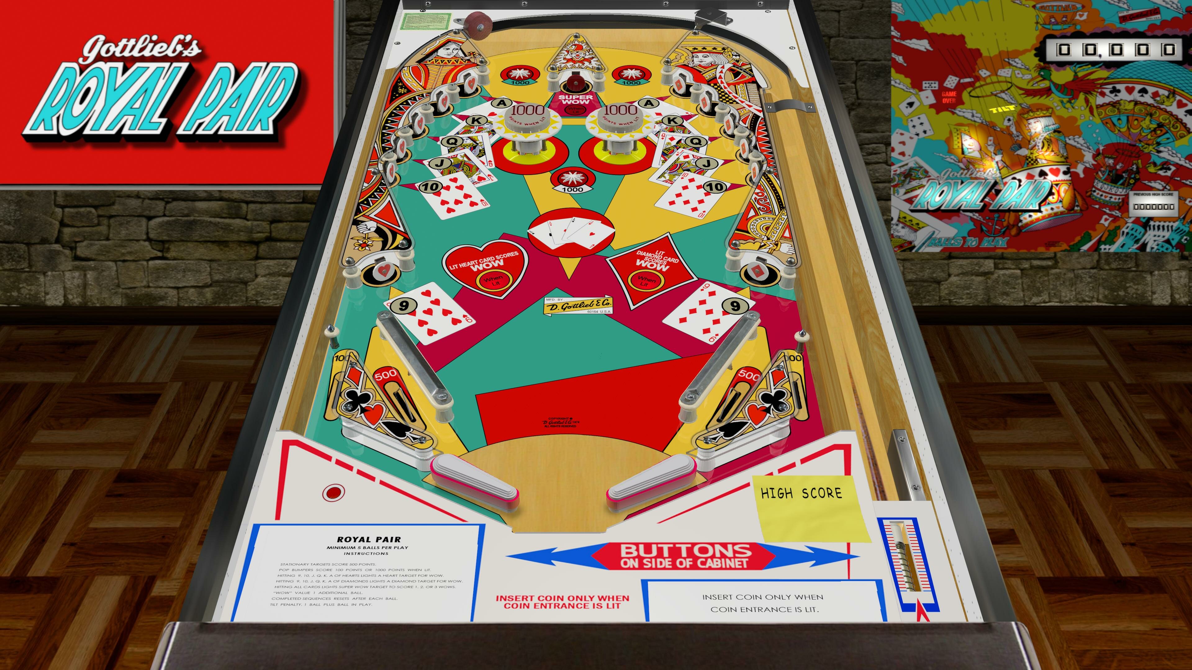 Royal Pair (2 Pop Bumpers Mod) (Gottlieb 1974)
