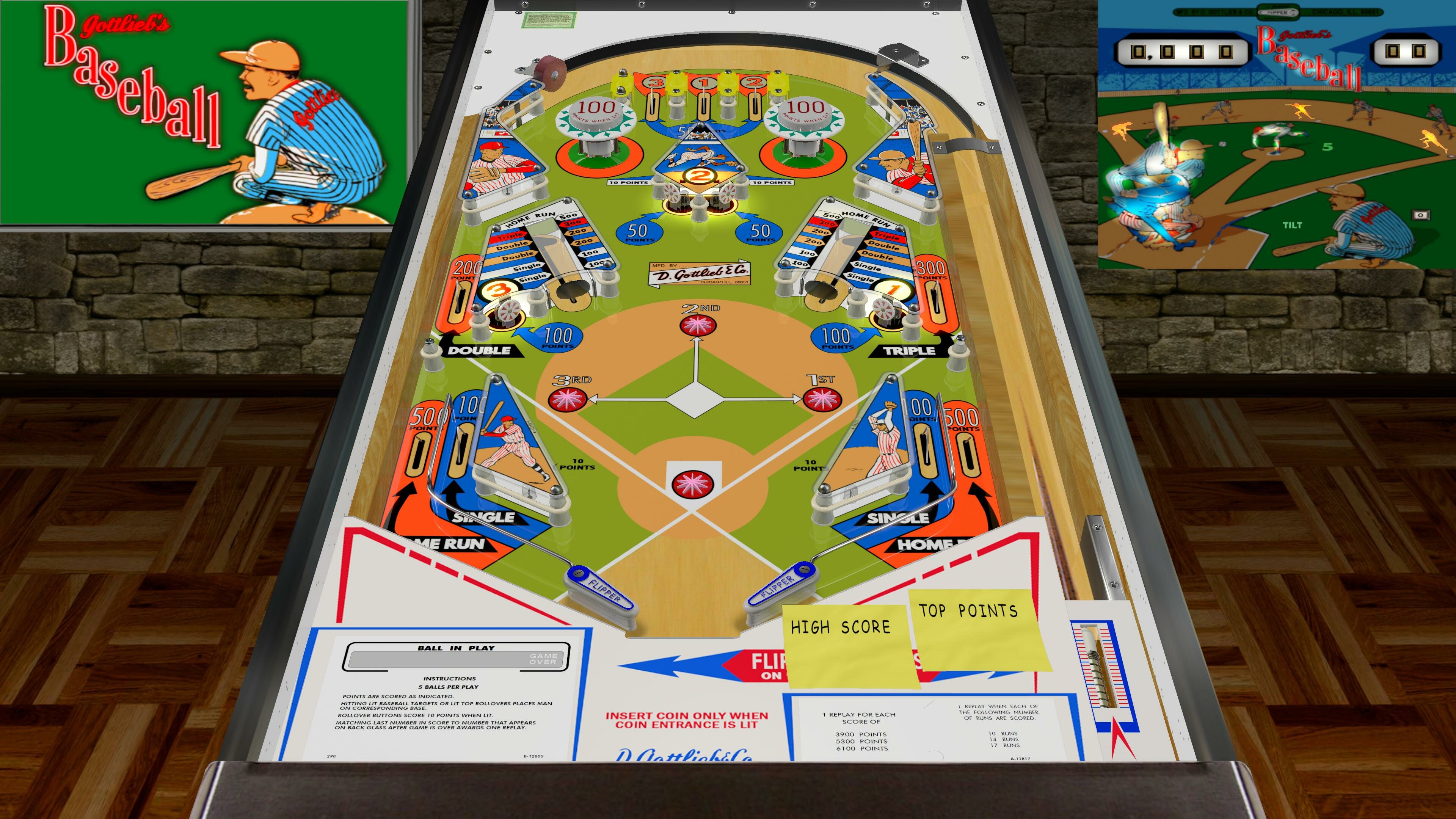 Baseball (Gottlieb 1970) - VPX - Pinball Tables - Virtual Pinball