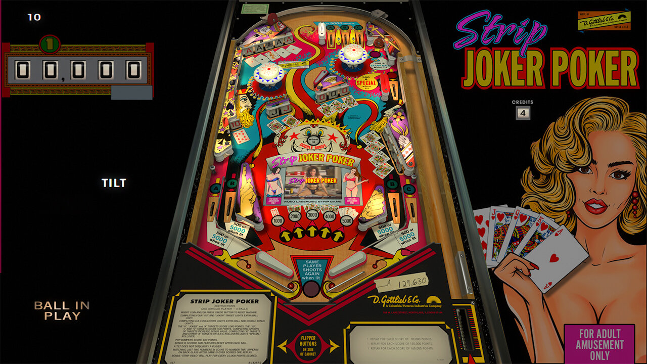 Strip Joker Poker (Gottlieb 1978) Special Edition - Complete Package - VPX  - Pinball Tables - Virtual Pinball Universe