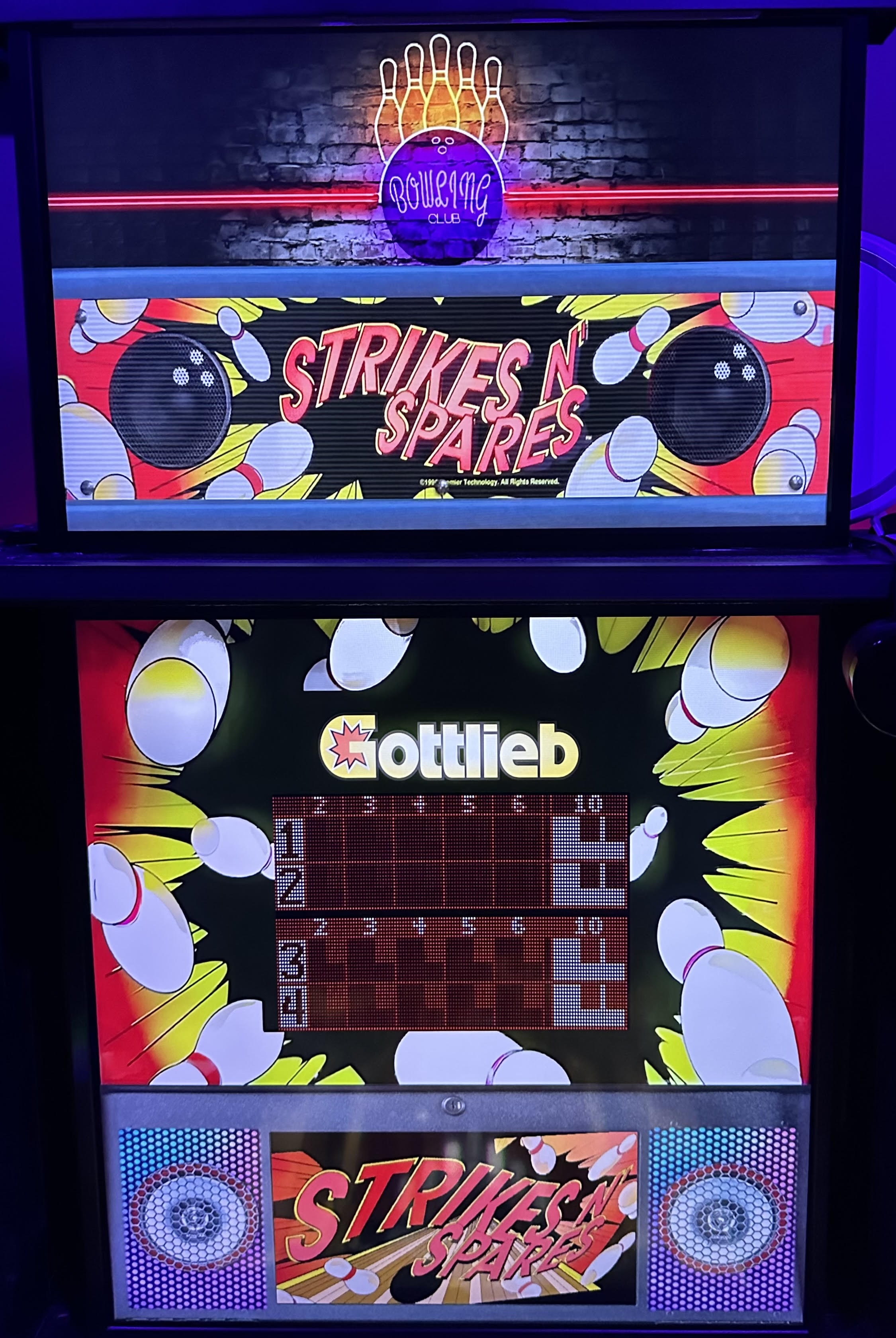Strikes N Spares (Gottlieb 1995) b2s, full DMD, and topper