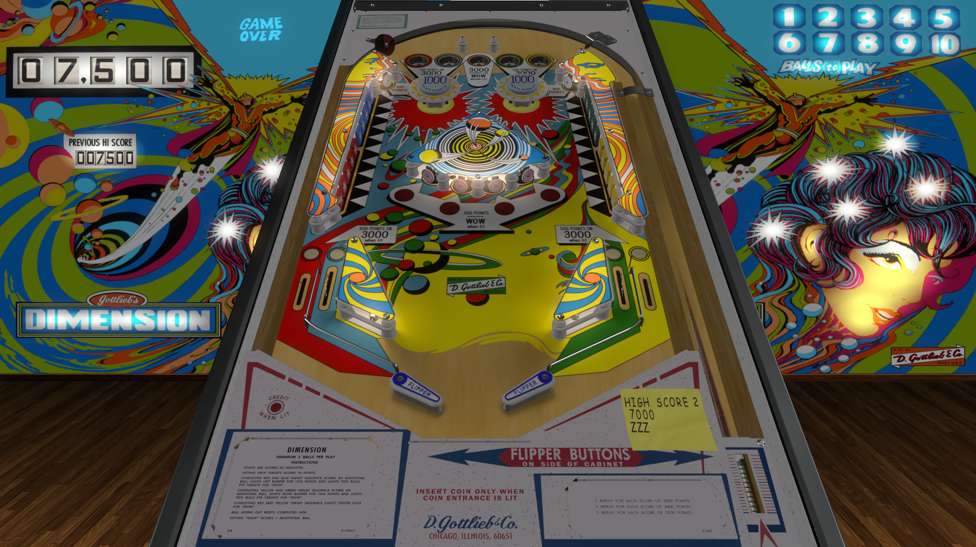 gottlieb dimension pinball machine