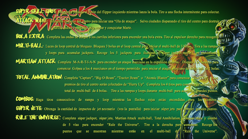 More information about "Attack From Mars (Bally 1995) Spanish Mod Instructions Card"