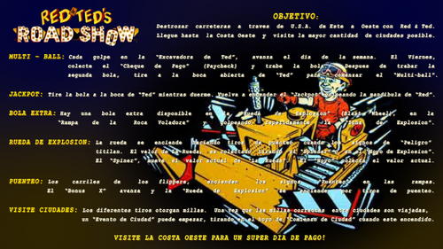More information about "Red and Ted's Road Show (Williams 1994) Spanish Mod Instructions Card"