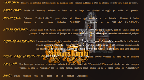 More information about "Addams Family, The (Bally 1992) Spanish Mod Instructions Card"