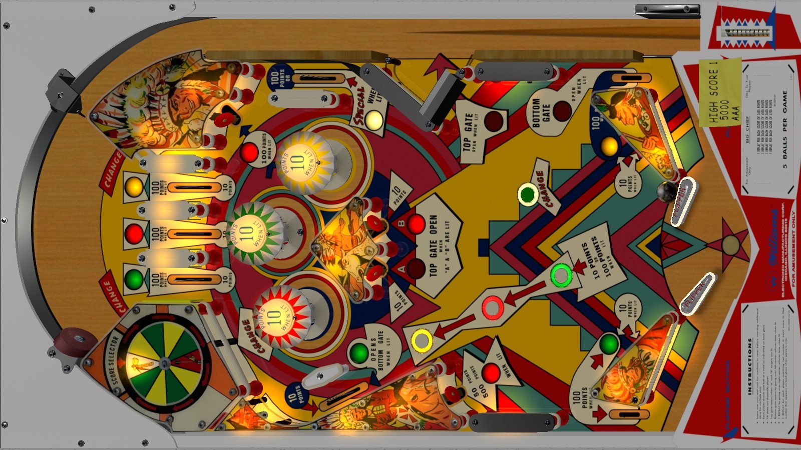 big chief pinball machine for sale