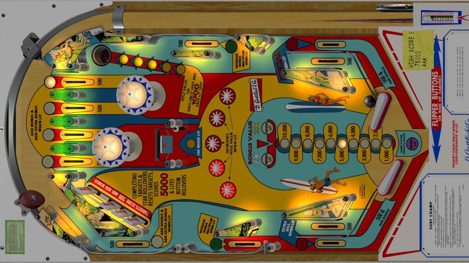 Surf Champ (Gottlieb 1976)_Teisen_MOD - VPX - Pinball Tables
