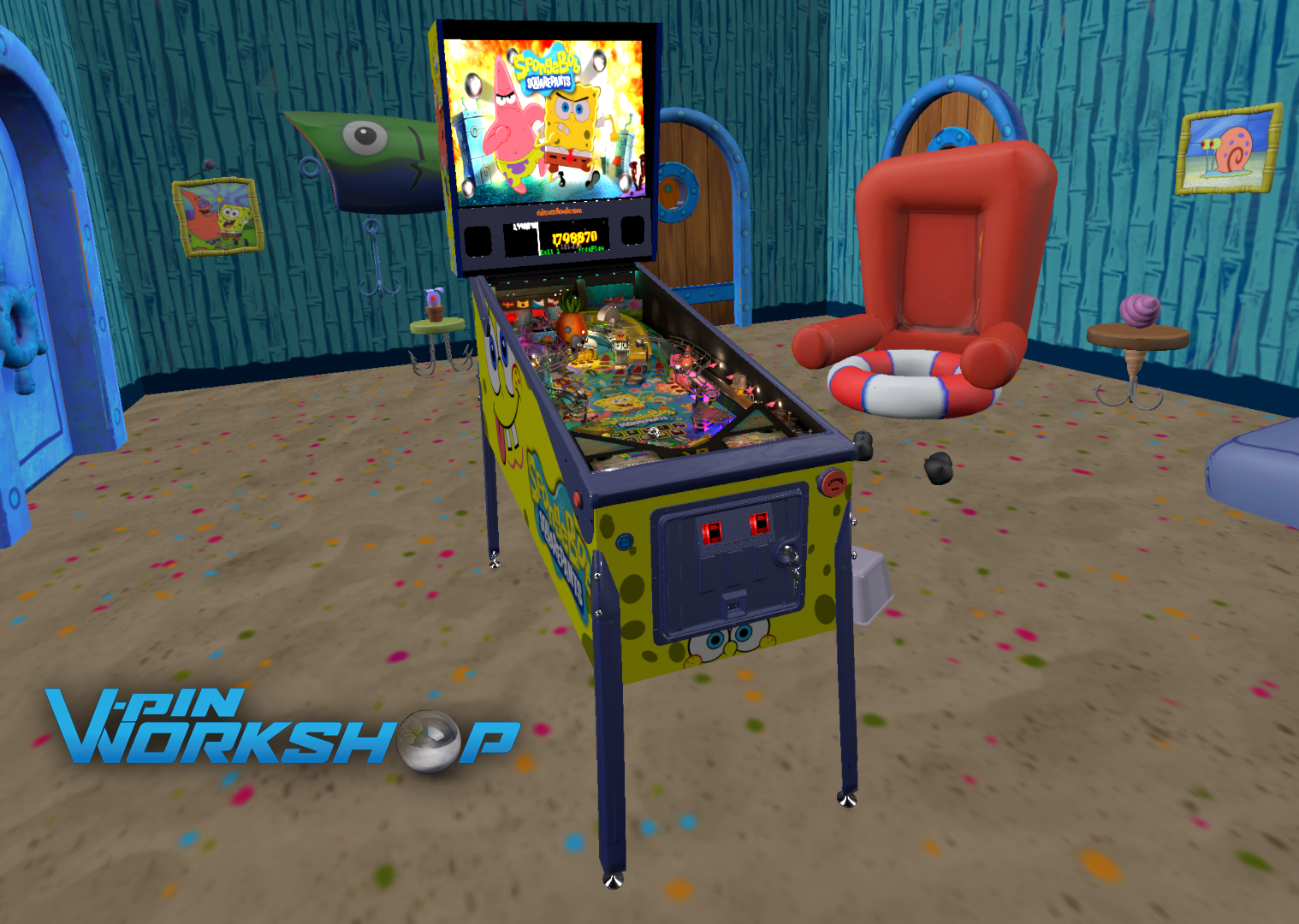 SpongeBob SquarePants Table Top Pinball Machine popular / Tested and Works