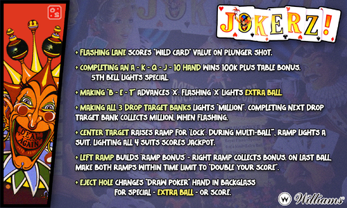 More information about "Jokerz! (Williams 1988) Instruction Card"