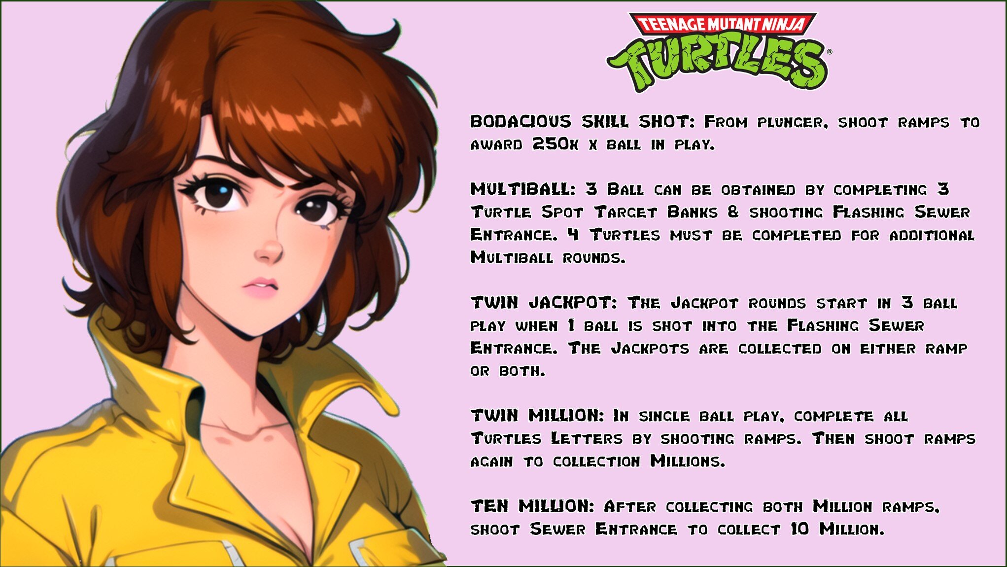 Teenage Mutant Ninja Turtles (Data East 1991) - VPX Instructions