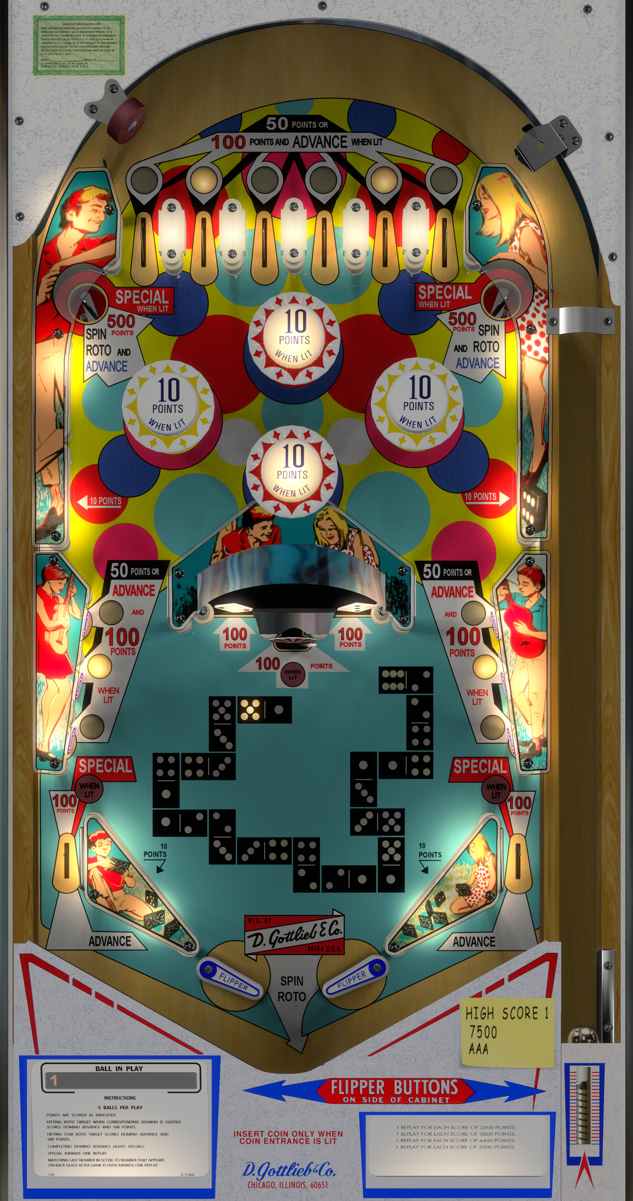 Domino (Gottlieb 1968) 1.1 - VPX - Pinball Tables - Virtual