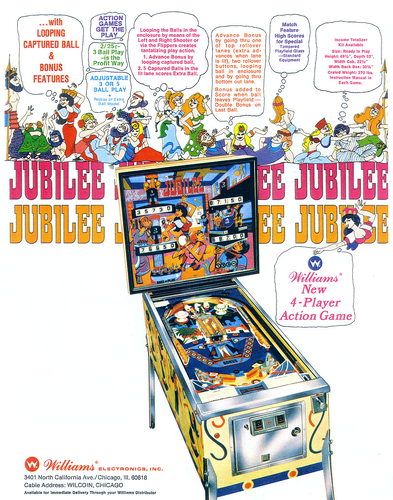 More information about "Jubilee (Williams 1973) pinball flyer"