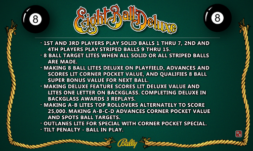 More information about "Eight Ball Deluxe (Bally 1981) Instruction Card"