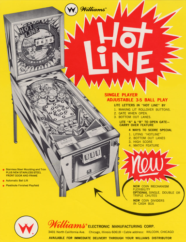 More information about "Hot Line (Williams 1966) pinball flyer"