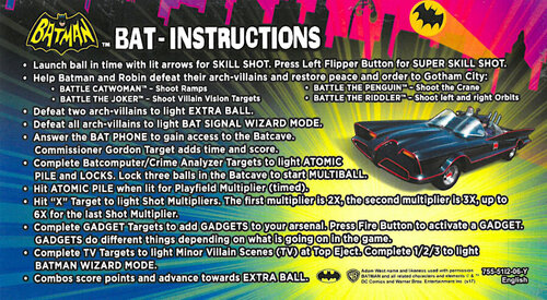 More information about "Batman 66 (Stern 2016) Instruction Card"