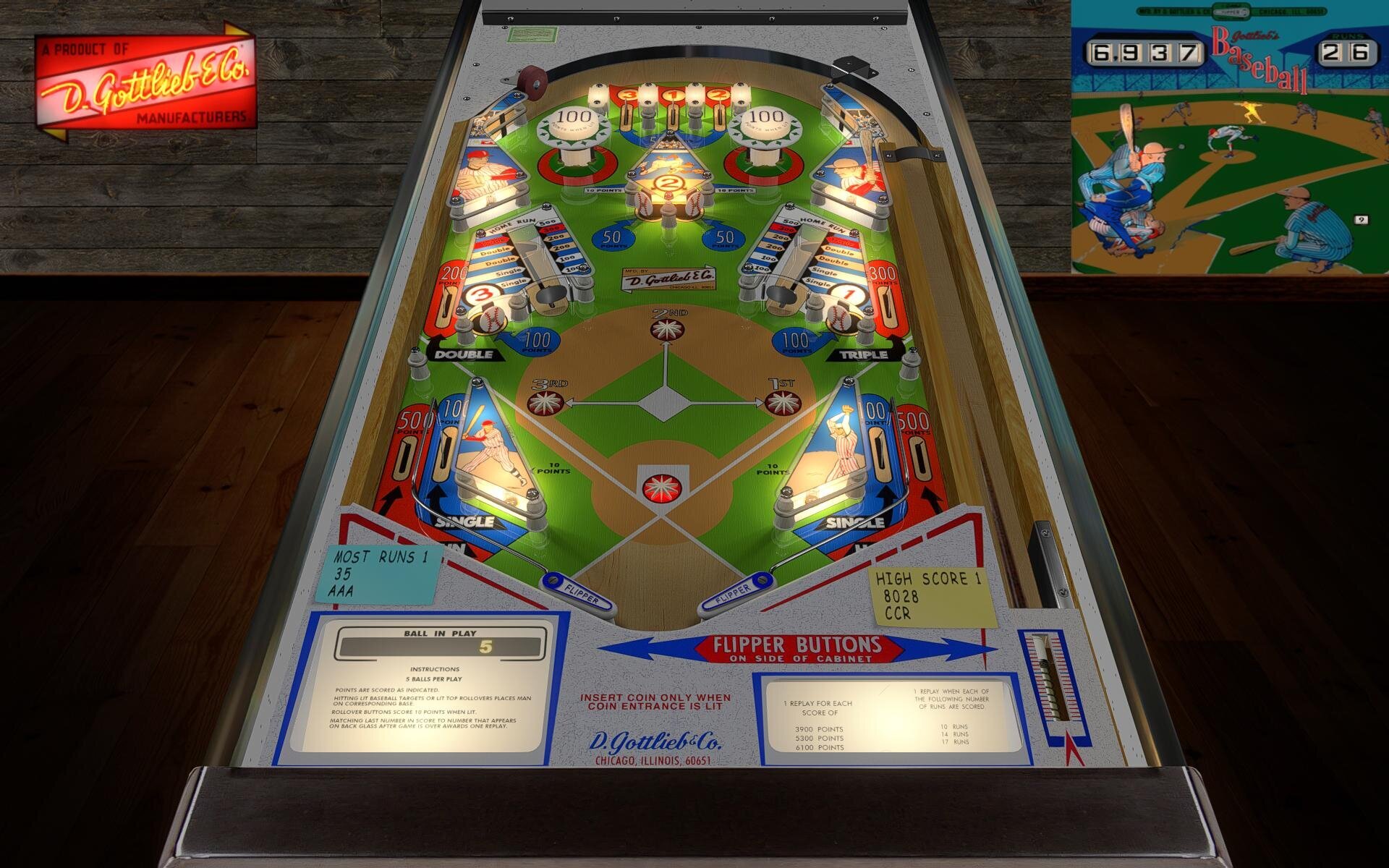 Baseball (Gottlieb 1970) 1.2.1 - VPX - Pinball Tables - Virtual
