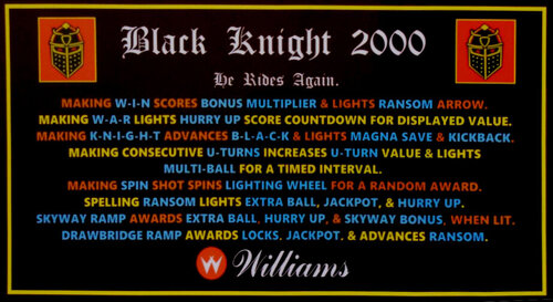 More information about "Black Knight 2000 (Williams 1989) Instruction Card"