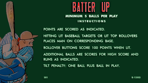 More information about "Batter Up (Gottlieb 1970) Instruction Cards"