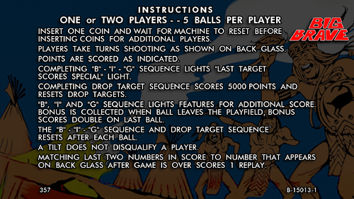 More information about "Big Brave (Gottlieb 1974) Instruction Cards"