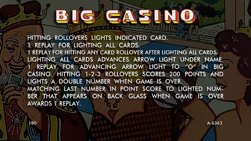 More information about "Big Casino (Gottlieb 1963) Instruction Cards"