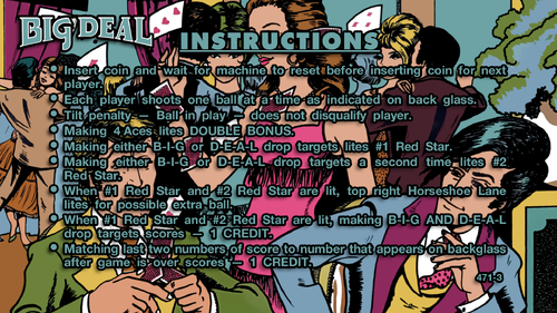 More information about "Big Deal (Williams 1977) Instruction Cards"
