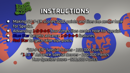 More information about "Big Star (Williams 1972) Instruction card"