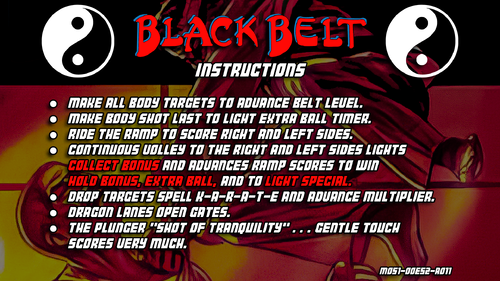 More information about "Black Belt (Bally 1986) Instruction Card"