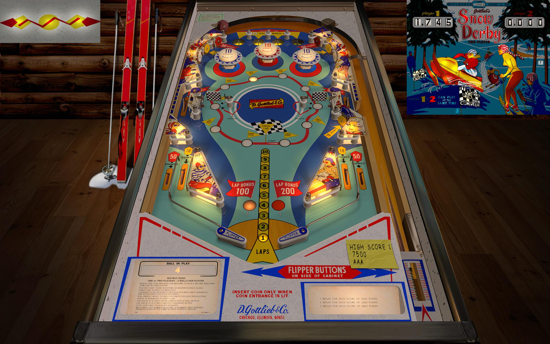 Snow Derby (Gottlieb 1970) - VPX - Pinball Tables - Virtual