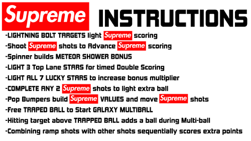 More information about "Supreme (Stern 2018) instruction card"