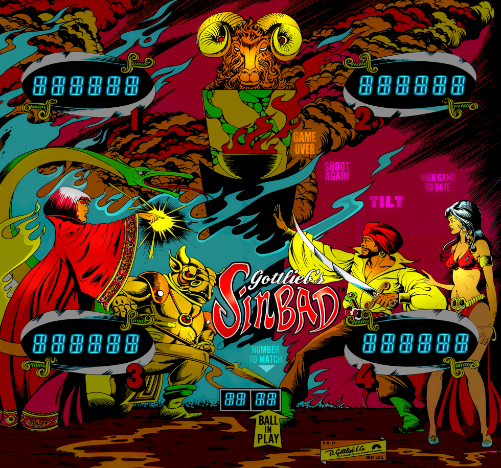 Sinbad (Gottlieb 1978)(SS) b2s - B2S Backglass Downloads - Virtual