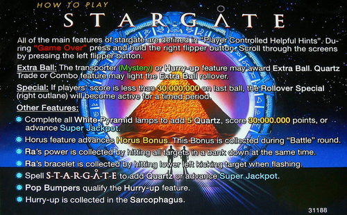 More information about "Stargate (Gottlieb 1995) Instruction Card"