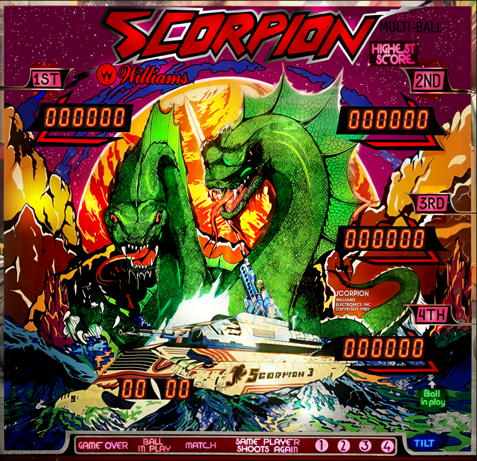 Scorpion (Williams 1980) - B2S Backglass Downloads - Virtual
