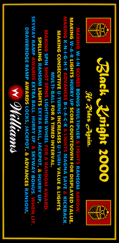 More information about "Black Knight 2000 (Williams 1989) Instruction Card"