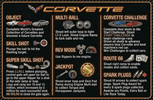 More information about "Corvette (Bally 1994) Instruction Card"