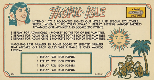 More information about "Tropic Isle (Gottlieb 1962)  Instruction Card"