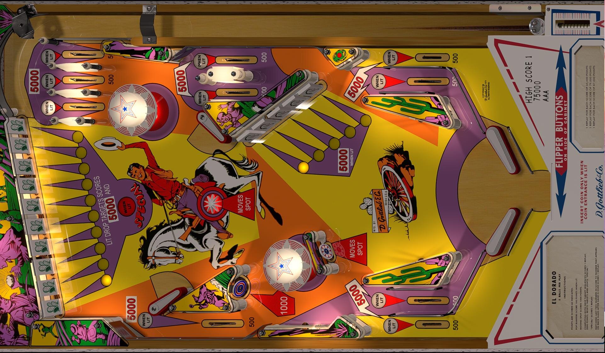 El Dorado (Gottlieb 1975) EMU 2.0.2 Hybrid - VPX - Pinball Tables