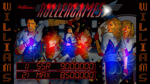 More information about "ROLLERGAMES (Williams 1990) Backglass Single Screen"