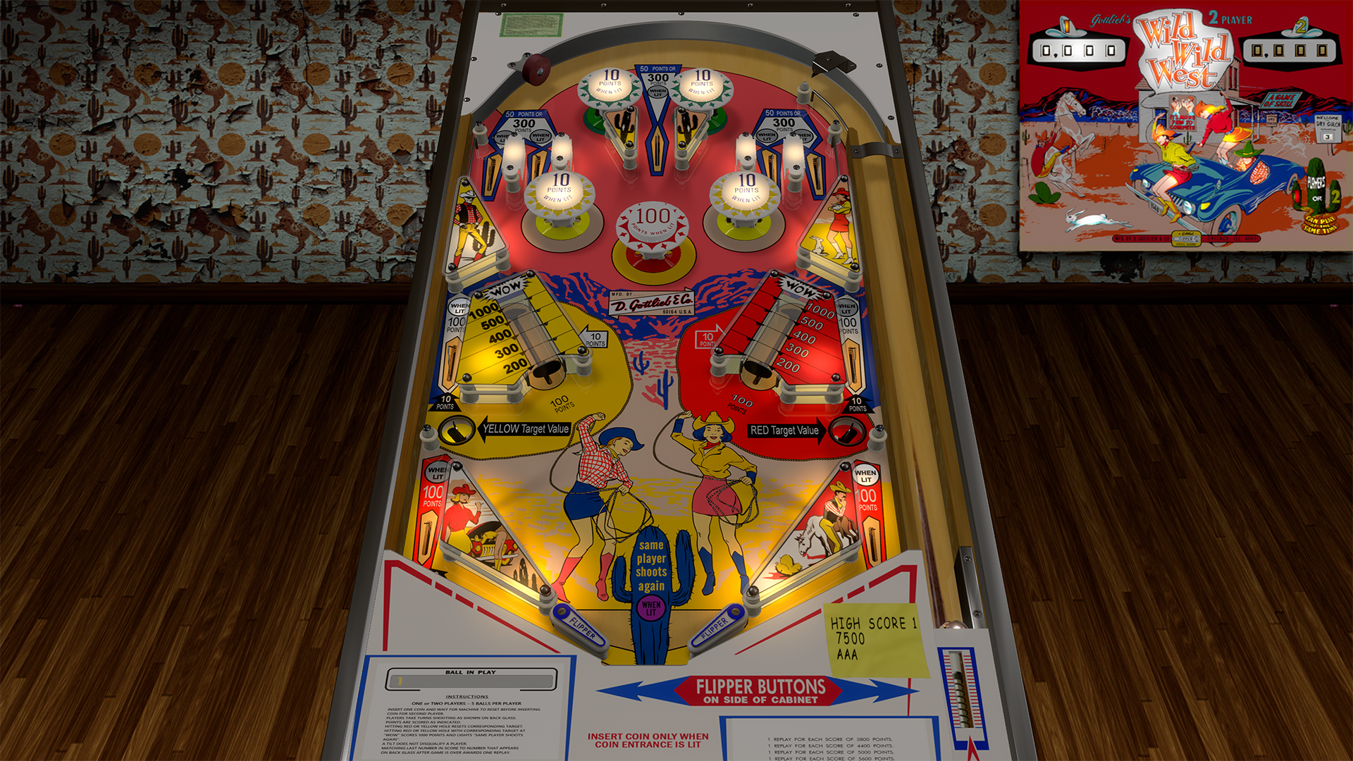 Wild Wild West (Gottlieb 1969) v2.0 - VPX - Pinball Tables