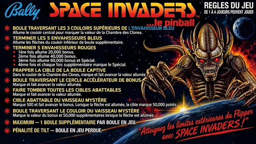 More information about "Carte d'instructions / Règles en Français de Space Invaders (Bally 1980)"