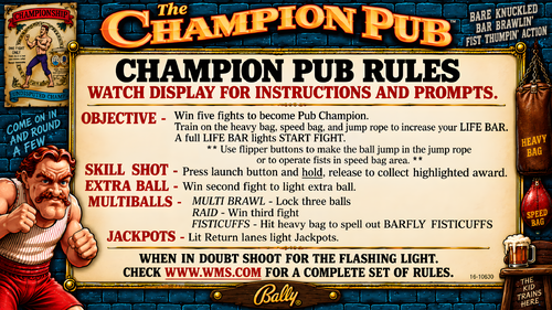 More information about "The Champion Pub (Bally 1998) Instruction Card / Rules"