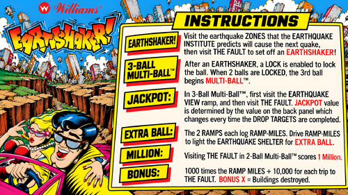 More information about "Earthshaker (Williams 1989) Instruction Card / Rules"