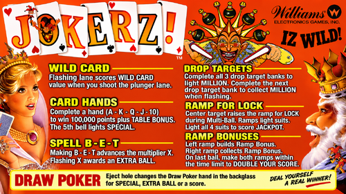 More information about "Jokerz! (Williams 1988) Instruction Card / Rules"