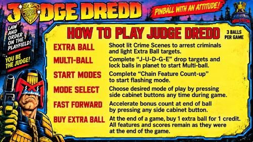 More information about "Judge Dredd (Bally 1993) Instruction Card / Rules"