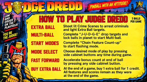 More information about "Judge Dredd (Bally 1993) Instruction Card / Rules"