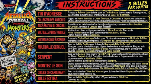 More information about "Carte d'instructions / Règles en Français de Metallica Premium Monsters (Stern 2013)"