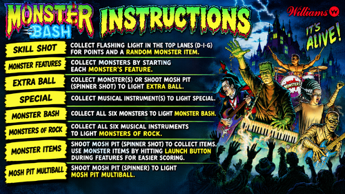 More information about "Monster Bash (Williams 1998) Instruction Card / Rules"