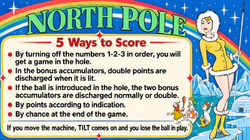 More information about "North Pole Pinball Machine (Playmatic 1967) Instruction Card / Rules"