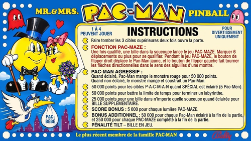 More information about "Carte d'instructions / Règles en Français de  Mr. & Mrs. Pac-Man Pinball (Bally 1982)"
