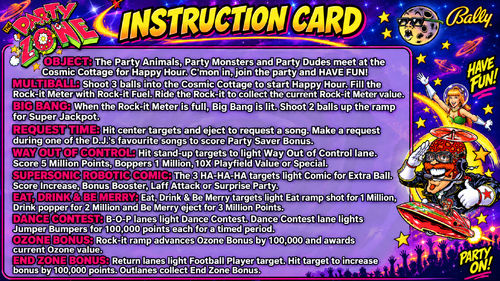 More information about "The Party Zone (Bally 1991) Instruction Card / Rules"